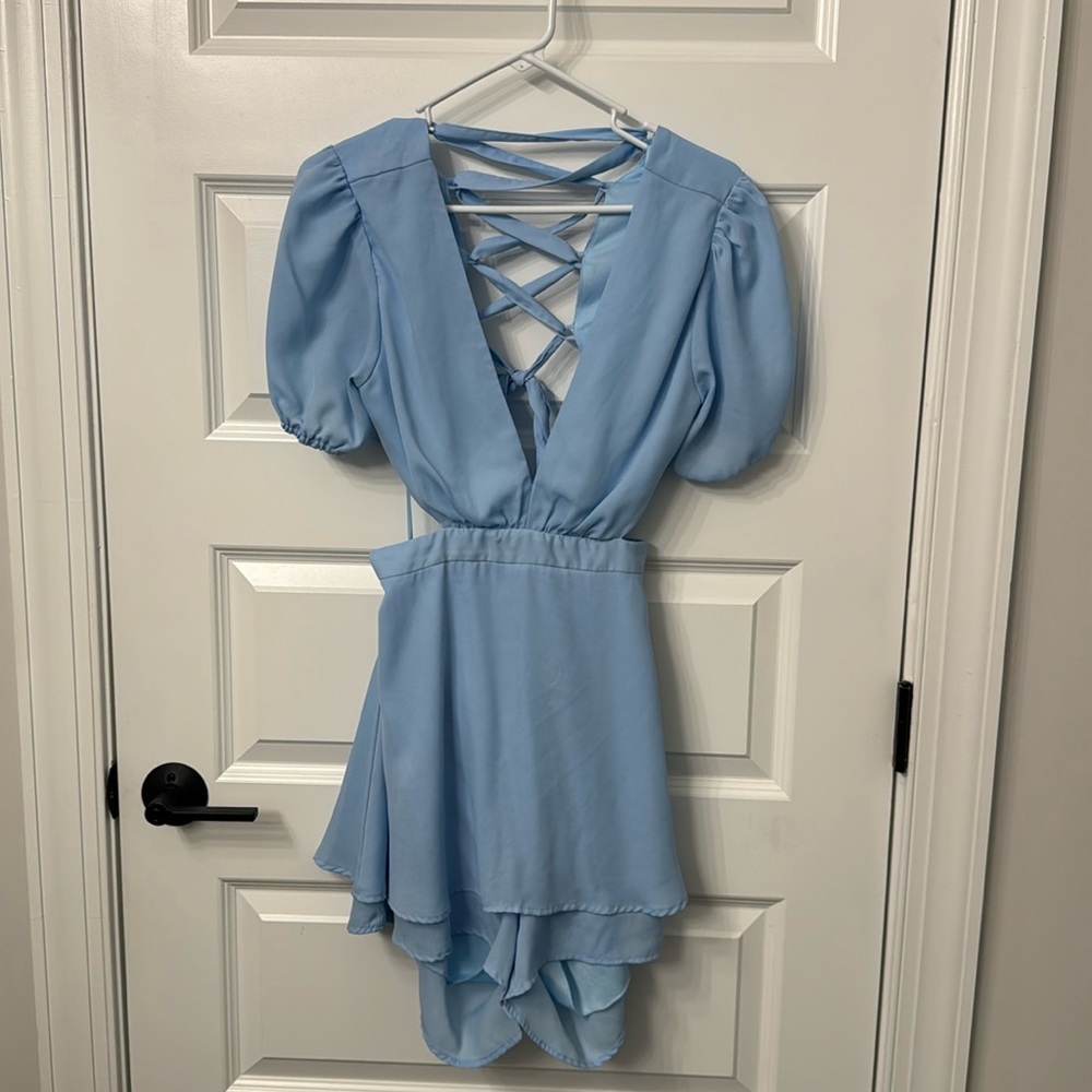 Altar’d State, short, blue romper